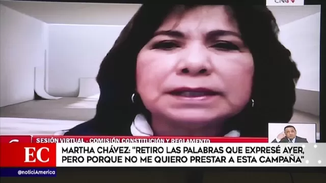 Martha Chávez retiró sus expresiones contra Vicente Zeballos