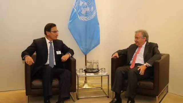 El jefe de Estado se reunió con el secretario general de la ONU. Foto: Presidencia Perú