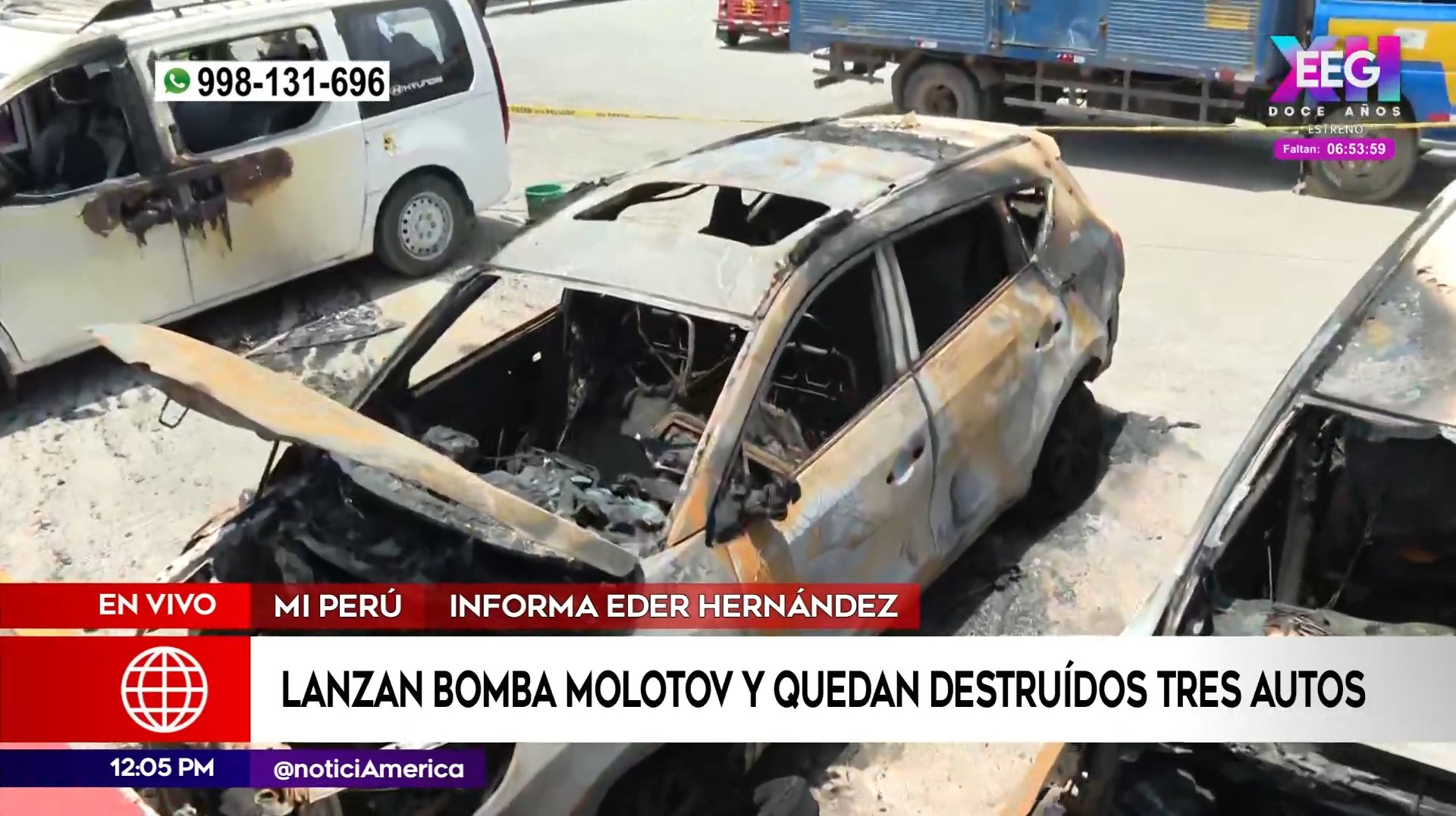 Ataque a vehículo en Mi Perú. Foto: América Noticias