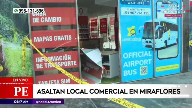 Miraflores: Delincuentes rompieron mampara para robar local comercial