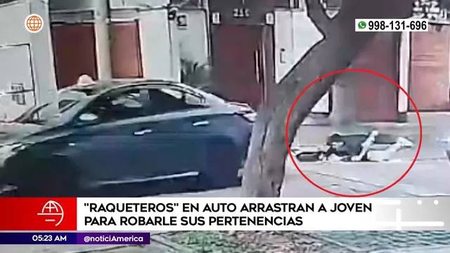 Miraflores: Raqueteros en auto arrastran a joven para robarle