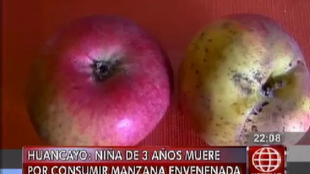 Niña de 3 años murió por consumir manzana envenenada 