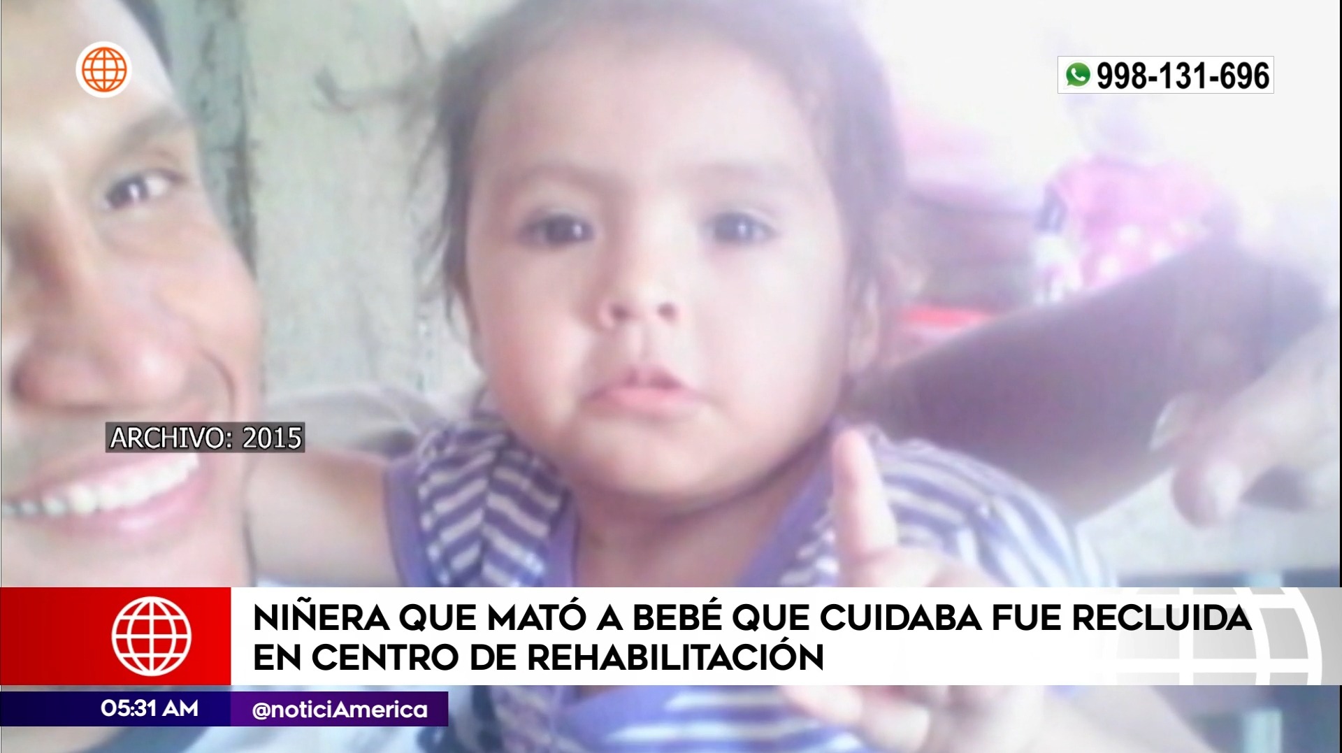Niñera que mató a bebé recluida en centro de rehabilitación. Foto: América Noticias