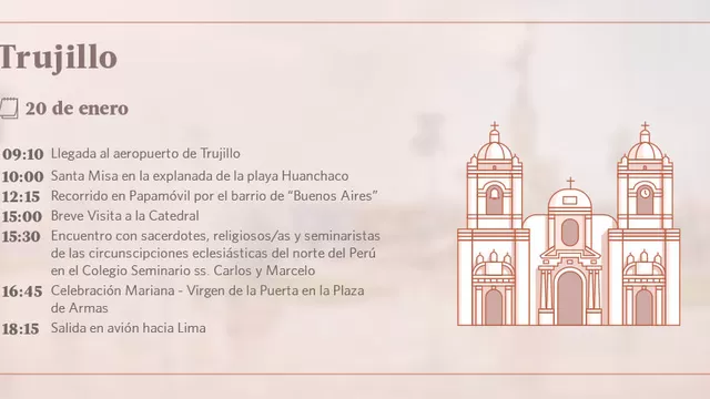 Agenda del papa Francisco en Trujillo