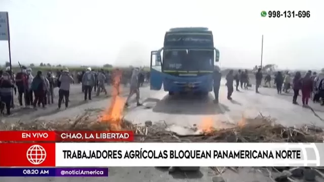 Paro agrario: Trabajadores bloquean la Panamericana Norte en La Libertad