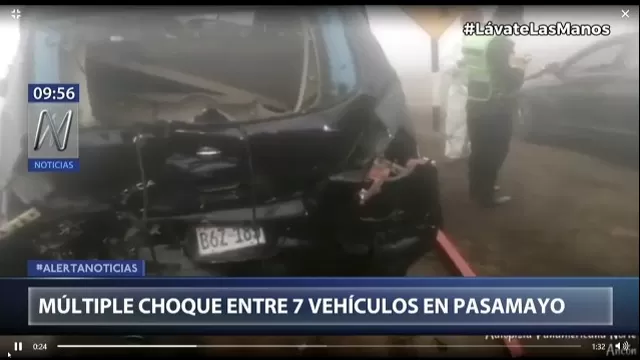 Pasamayo: Se registra múltiple choque entre siete vehículos 