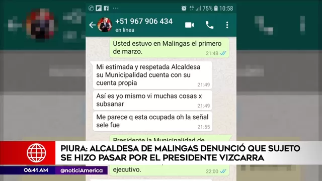 Piura: alcaldesa denunció que se hacen pasar por Martín Vizcarra para estafarla vía WhatsApp