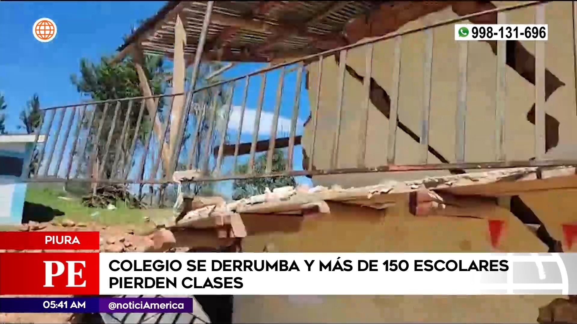 Colegio se derrumbó en Piura. Foto: América Noticias