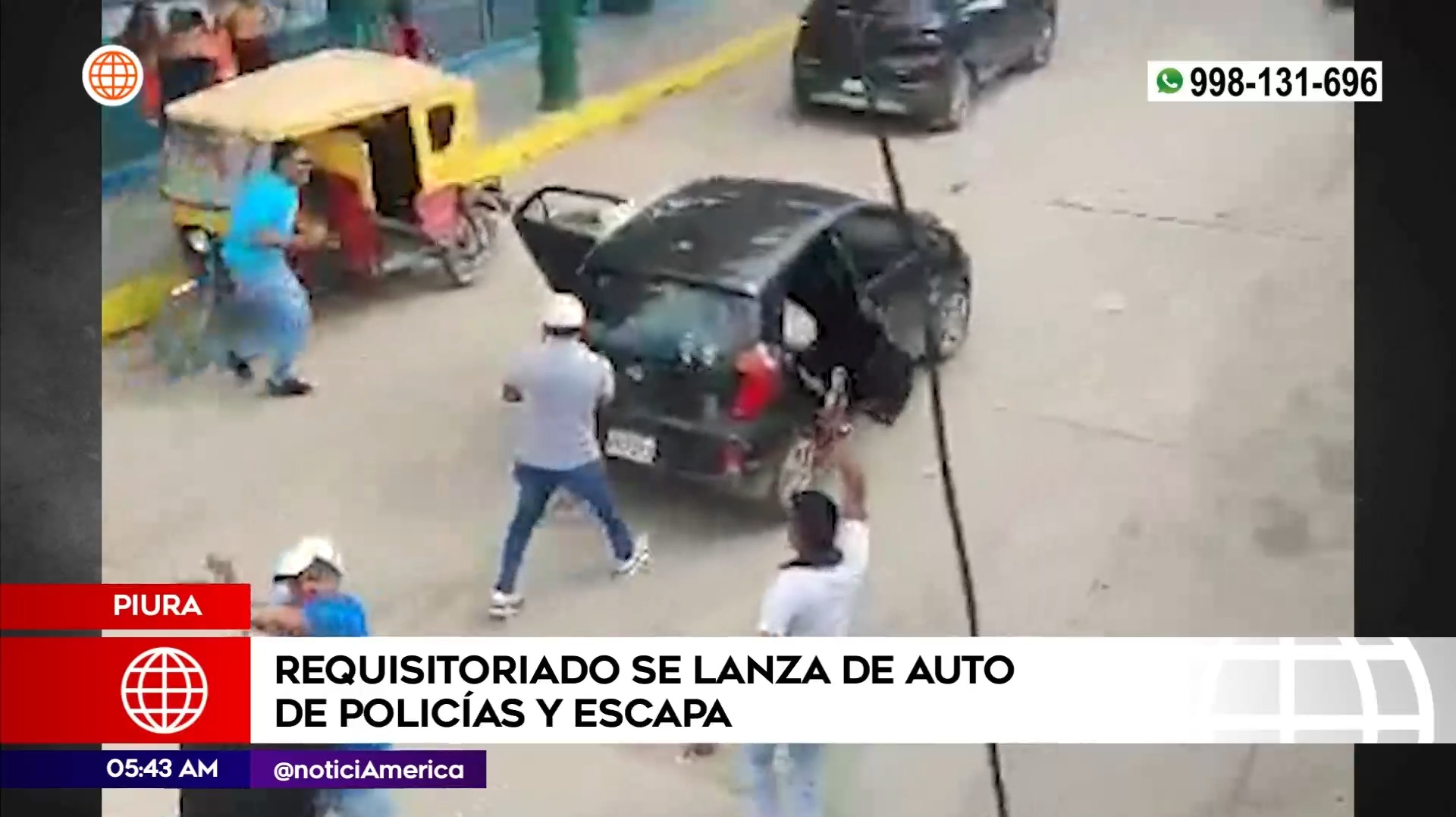 Requisitoriado se lanzó de auto de policías para escapar en Piura. Foto: América Noticias