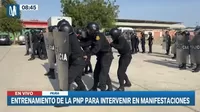 Agentes de la Policía realizan entrenamiento para intervenir en manifestaciones