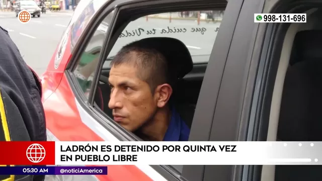 Pueblo Libre: Policía capturó a ladrón por quinta vez