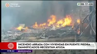 Puente Piedra: Incendio consumió viviendas de Laderas de Chillón durante Navidad