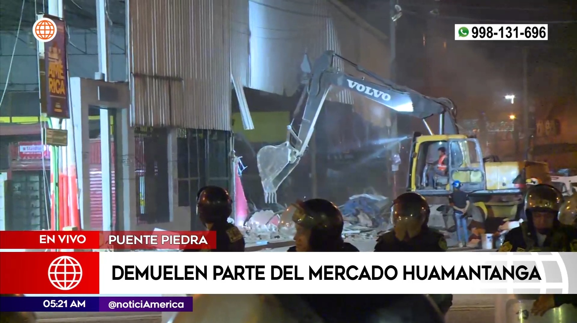 Demuelen parte del mercado Huamantanga en Puente Piedra. Foto: América Noticias