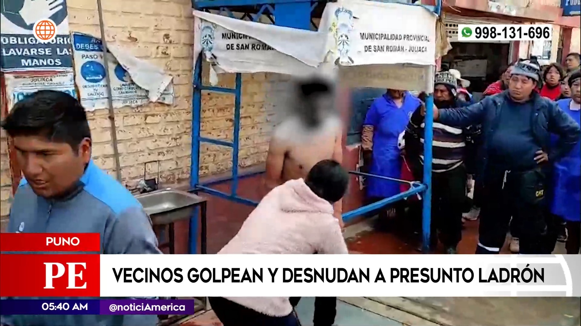 Presunto ladrón fue golpeado por pobladores en Puno. Foto: América Noticias