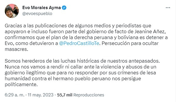 Imagen: Twitter/Evo Morales.