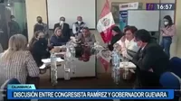 Registran discusión entre congresista Ramírez y gobernador de Cajamarca
