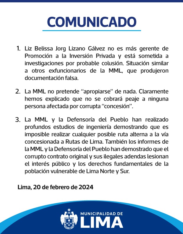 Rutas de Lima entregó informe técnico a la MML para vía alterna en la Panamericana Norte
