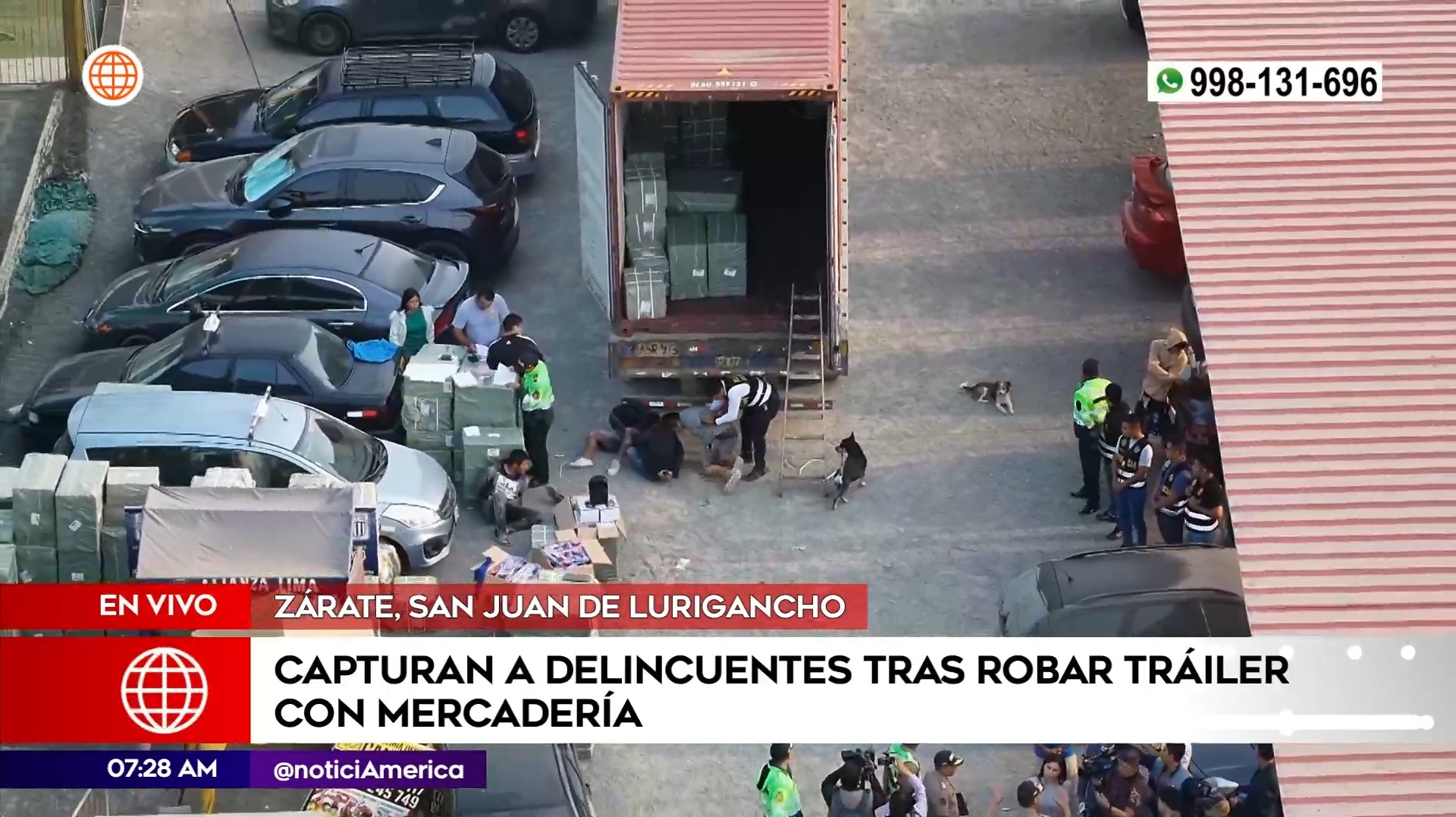 Ocho detenidos tras robo de tráiler con mercadería en San Juan de Lurigancho. Foto: América Noticias
