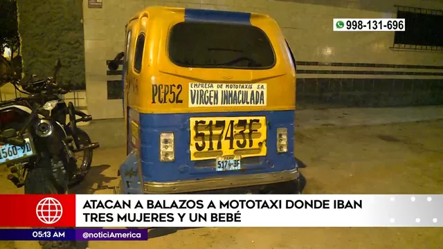 San Juan de Miraflores: Atacan a balazos mototaxi donde iban tres mujeres y un bebé