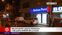 San Juan de Miraflores: Delincuente armado asaltó farmacia y se llevó dinero de la caja