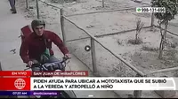 San Juan de Miraflores: Padres piden ubicar a motociclista que fugó tras atropellar su pequeño hijo
