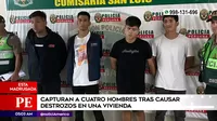 San Luis: Cuatro hombres detenidos tras causar destrozos en una vivienda