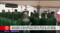 San Miguel: Incautaron 46 balones de oxígeno medicinal de dudosa procedencia