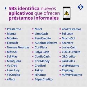 SBS detectó 60 aplicaciones para préstamos informales con fines extorsivos