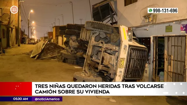 Villa El Salvador: Tres niñas heridas tras volcarse camión sobre su vivienda