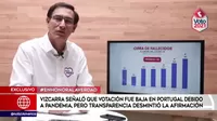 Vizcarra dice que votación fue baja en Portugal por pandemia pero Transparencia lo desmiente