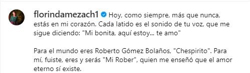 Con estas sentidas palabras Florinda Meza, viuda de Roberto Gómez Bolaños recordó los 9 años de su partida/Foto: Instagram