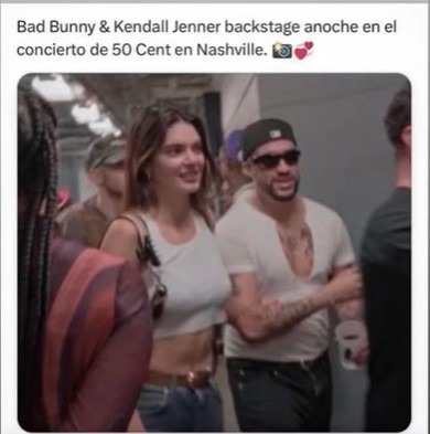 Captaron a Bad Bunny y Kendall Jenner en el concierto de 50 cent en Tenesse/ Foto: IG 50 cente
