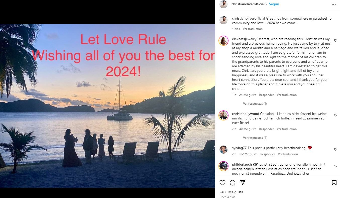 El último mensaje de Christian Oliver en Instagram
