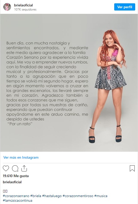 Corazón Serrano anunció cambios en la agrupación. Fotos: Instagram