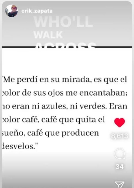 Mensaje de Erika Zapata a Érika Villalobos en Instagram/ Foto: Instagram
