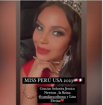 Andrea Fonseca agradeció a Jessica Newton tras su coronación. Fuente: Instagram