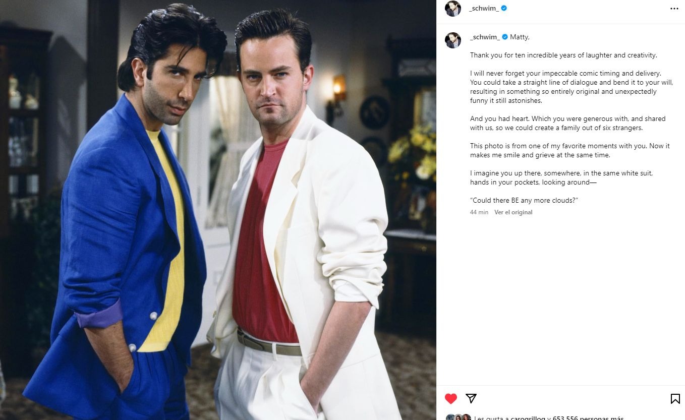 El popular Ross dedicó sentido mensaje para Matthew Perry en Instagram 