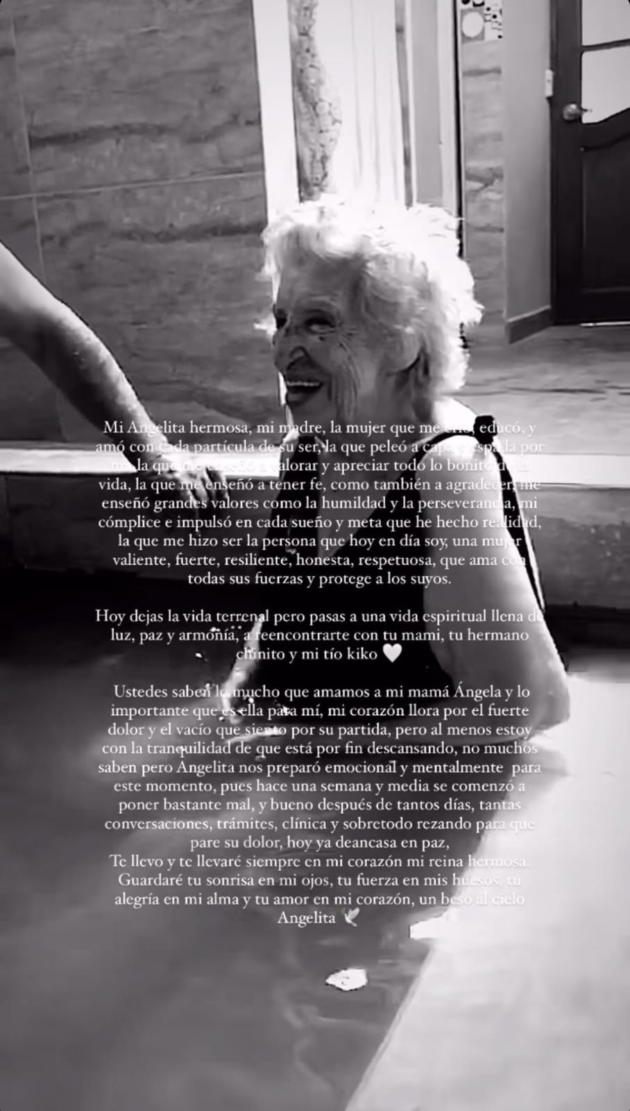 Mensaje de despedida de Gianella Marquina a su bisabuela Angelita. Fuente: Instagram