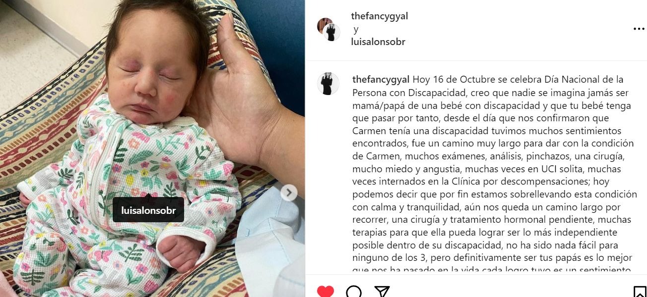 Pareja de Luis Alonso Bustíos dio a conocer que su hija nació con discapacidad / Instagram