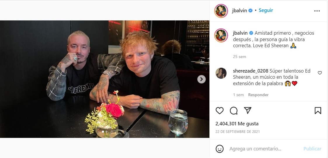 J Balvin y Ed Sheeran confirmaron que grabarán juntos en dos temas musicales