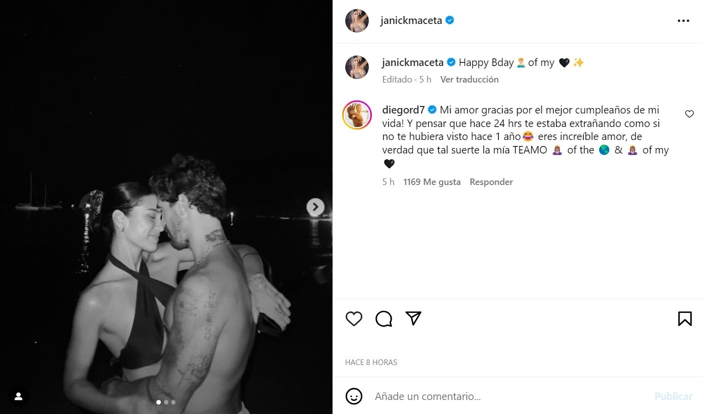 Janick Maceta oficializó con este mensaje su relación con el modelo Diego Rodríguez/ Foto: IG Janick Maceta