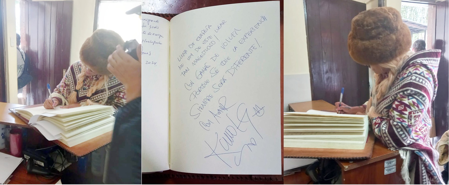Karol G firmando libro de personalidades | Instagram Ministerio de Cultura