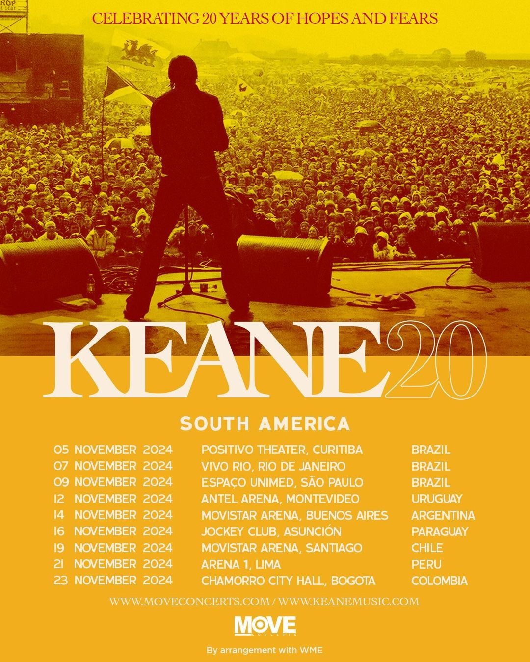 Keane recorrerá varios países de Latinoamérica con su gira por los 20 años de Hopes and Fears / Instagram