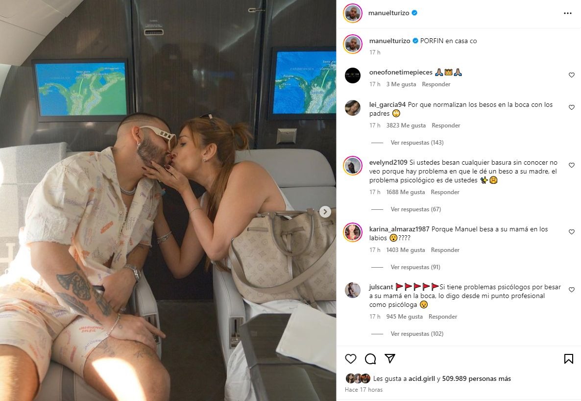 Manuel Turizo besa a su mamá en la boca y desata polémica / Instagram