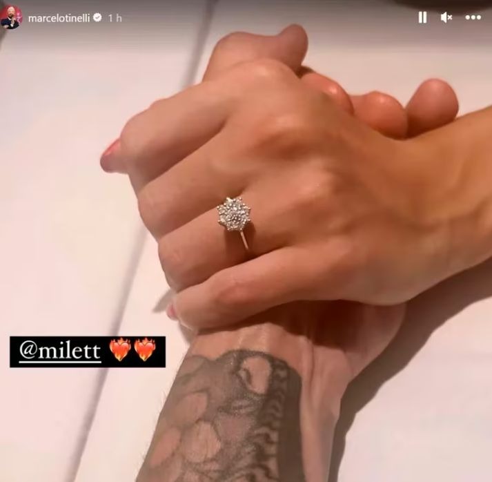 El anillo que le regaló Marcelo Tinelli a Milett Figueroa / Instagram