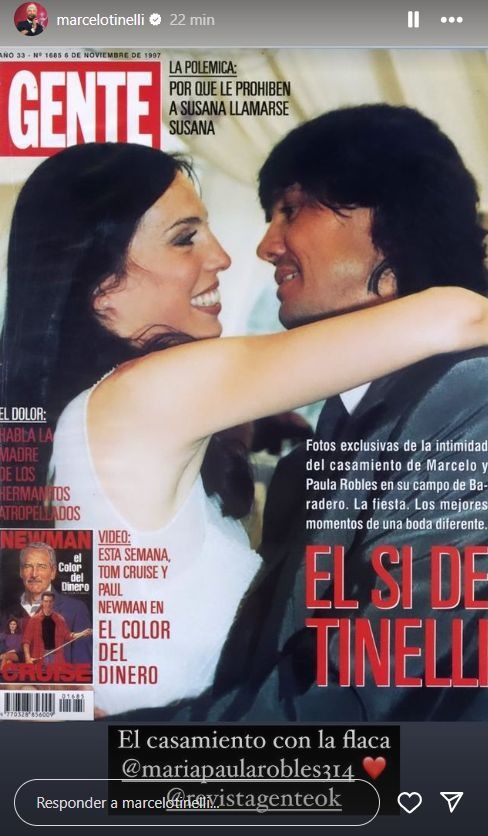 Marcelo Tinelli y Paula Robles en portada de revista Gente en 1997 