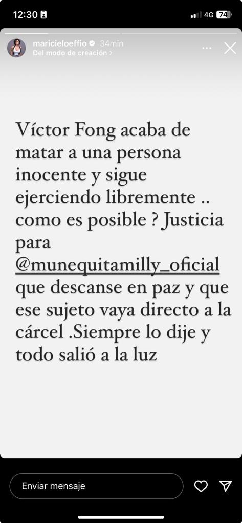Maricielo Effio responsabilizó al doctor Fong de la muerte de 'Muñequita Milly' / Instagram