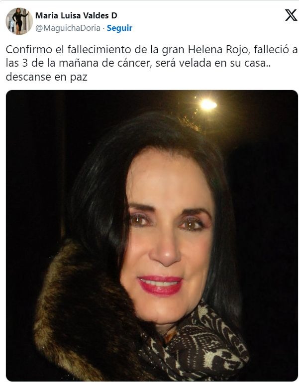 La mala noticia fue confirmada por la periodista María Luisa Valdés Doria de Multimedios