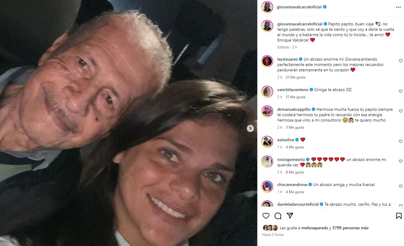 Giovanna Valcárcel se despidió de su padre con sentida publicación / Instagram
