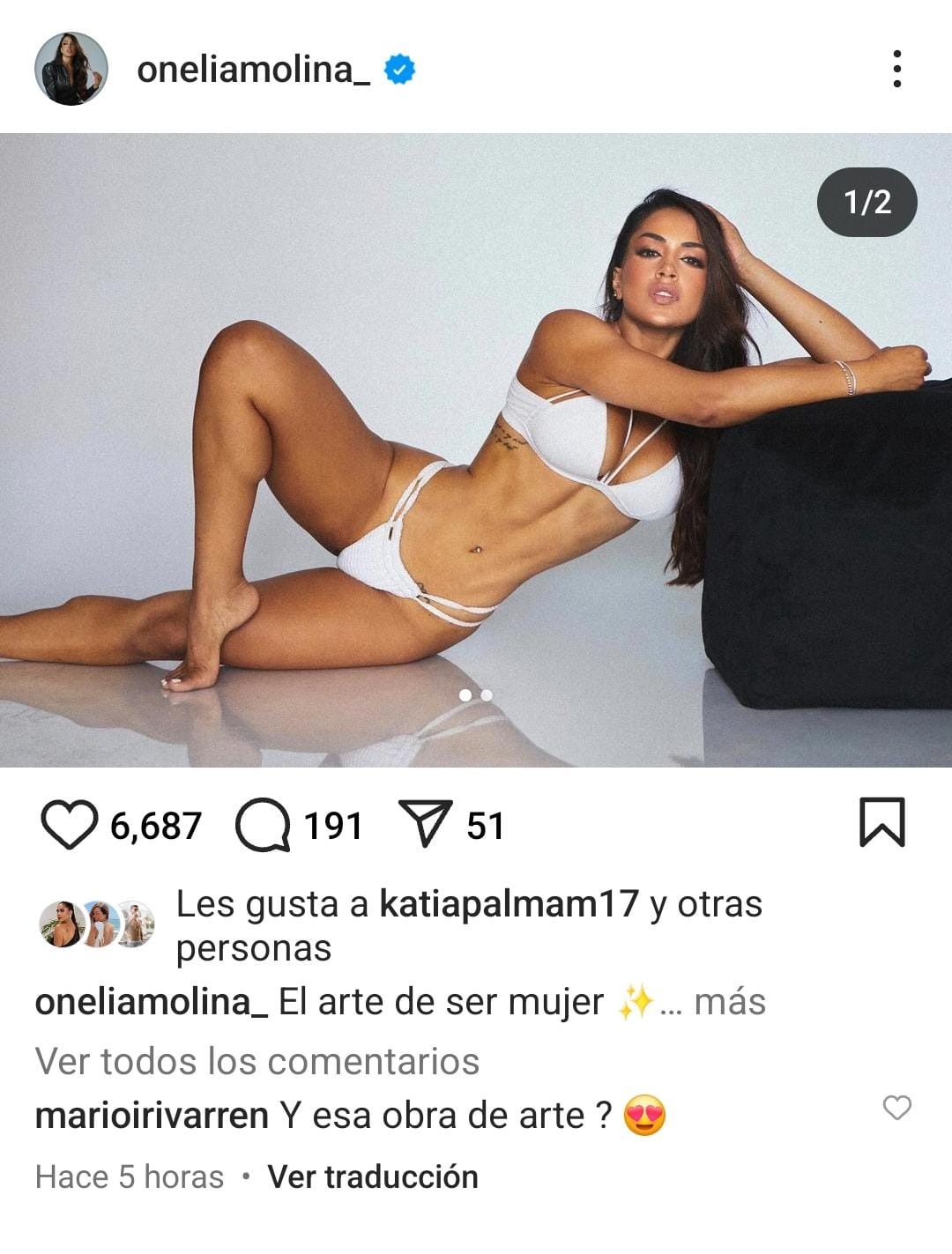 Mario Irivarren dedicó piropo a Onelia Molina. Fuente: instagram